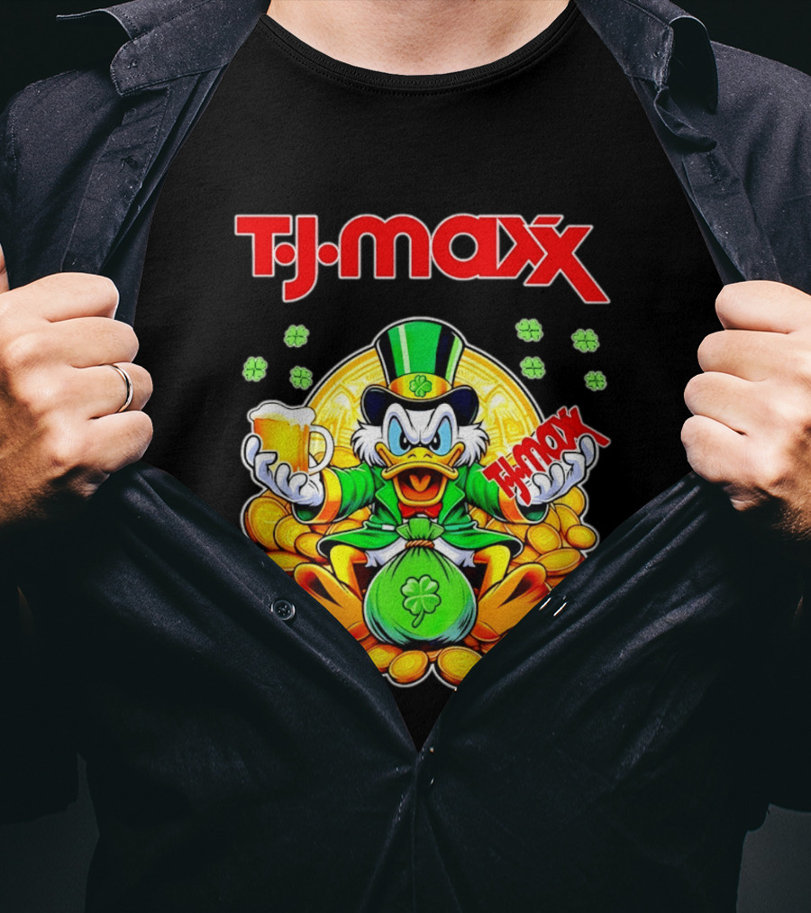 TJ Maxx Scrooge McDuck St Patricks Day Coins Beer T-Shirt