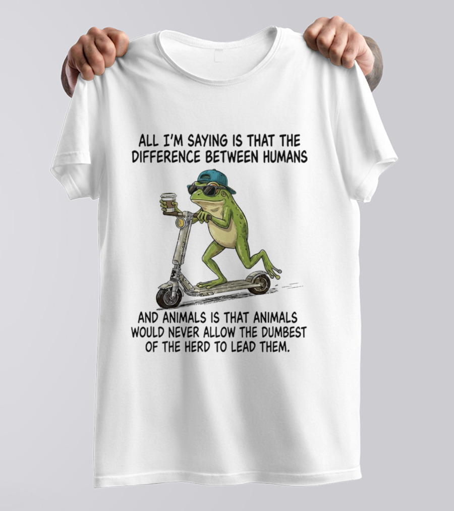 Frog Scooter Humor Difference Between Humans And Animals Leadership T-Shirt
