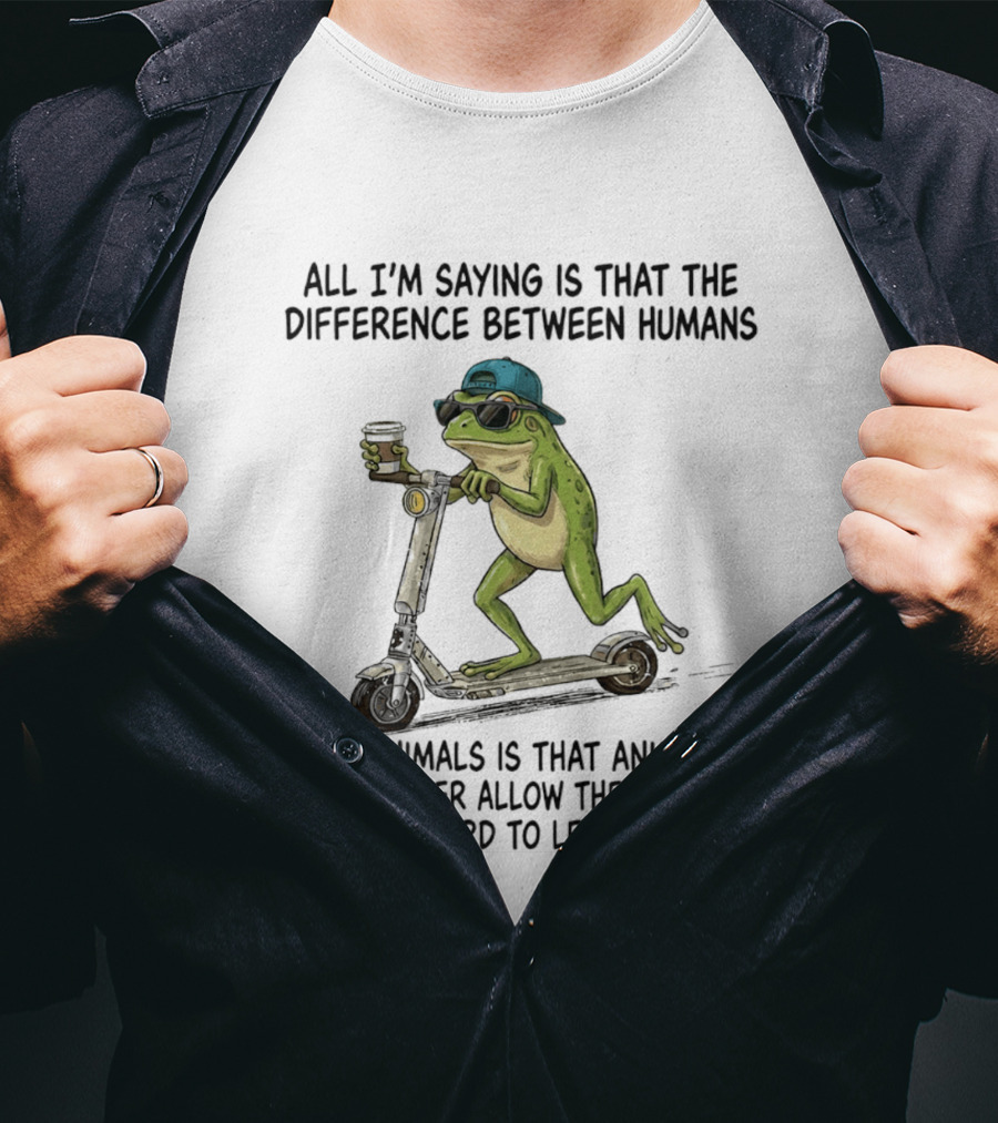 Frog Scooter Humor Difference Between Humans And Animals Leadership T-Shirt