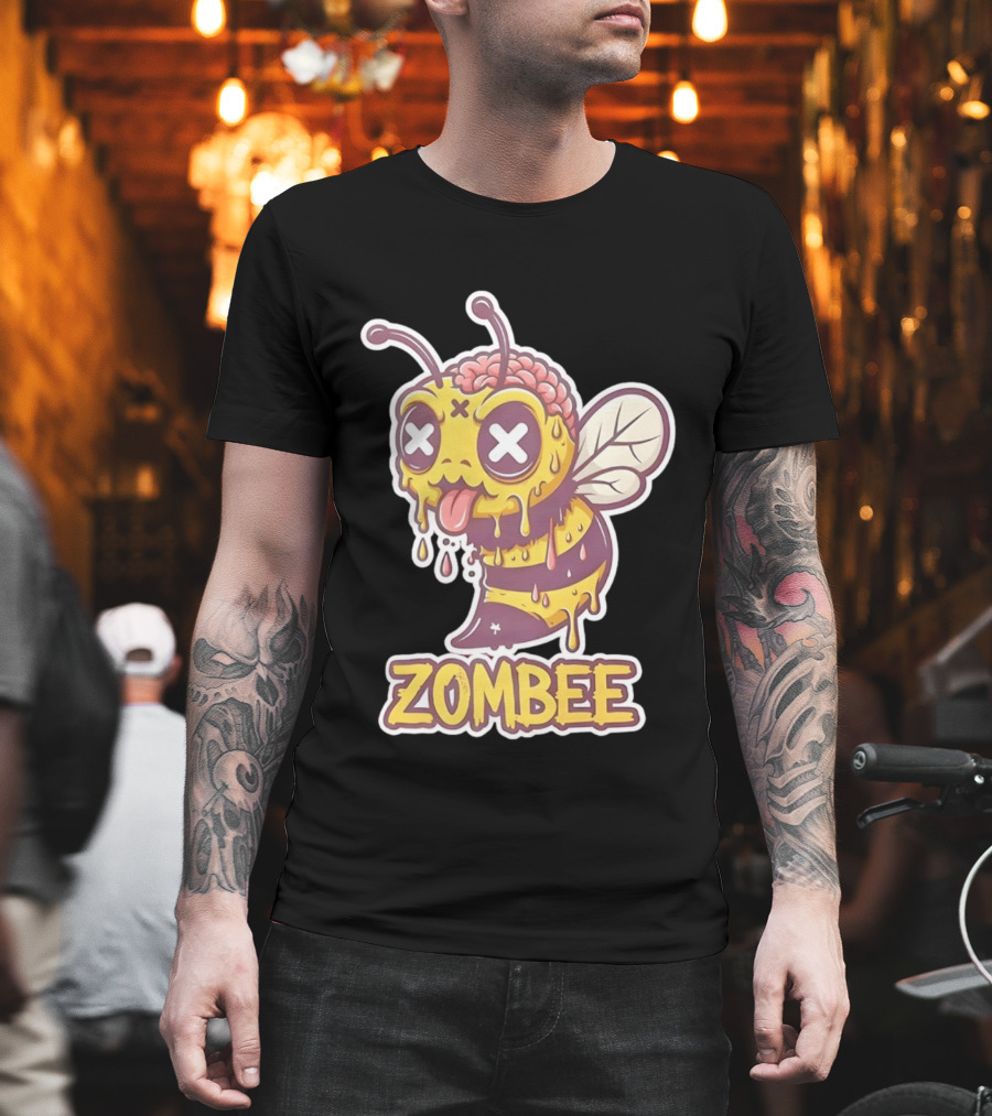 Zombee Dripping Brain Honey Zombie Insect Pun T-Shirt