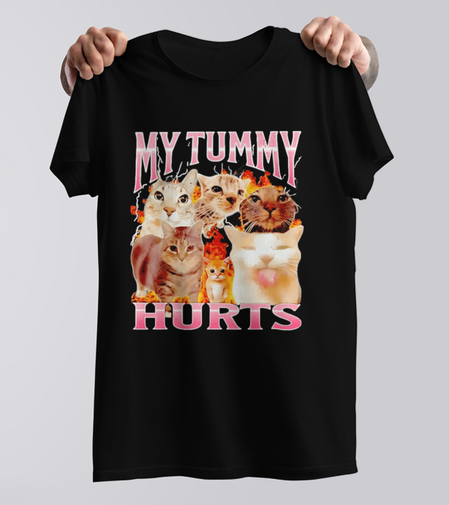 My Tummy Hurts Funny Cat Compilation T-Shirt