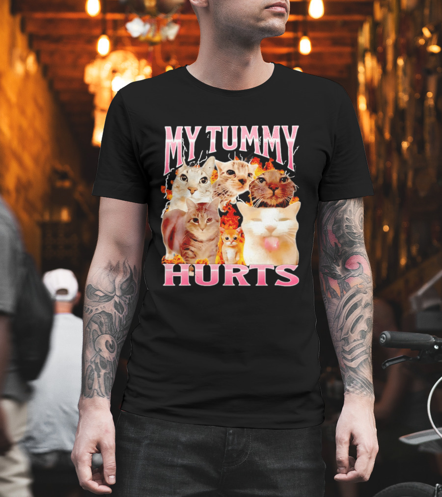 My Tummy Hurts Funny Cat Compilation T-Shirt
