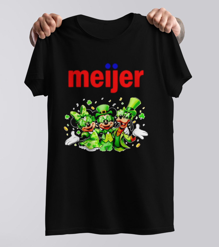 Meijer St Patrick's Day Mickey Mouse Characters In Green Attire T-Shirt