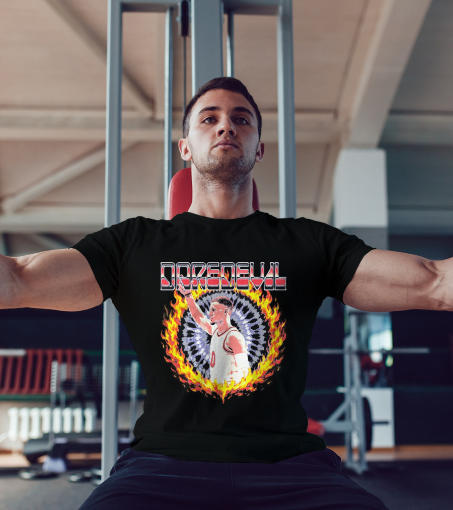 Daredevil Basketball Player In Fire Ring T-Shirt