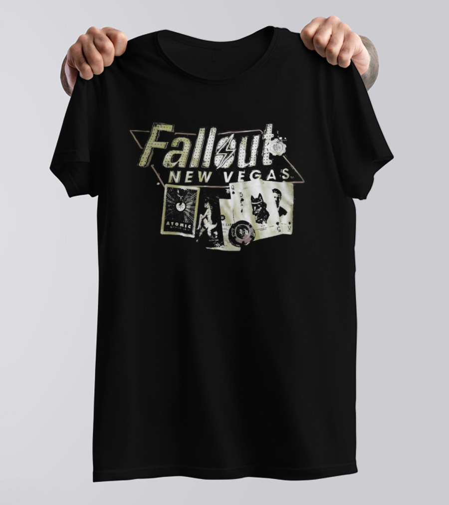 Fallout New Vegas Retro Vault Boy Playing Cards T-Shirt