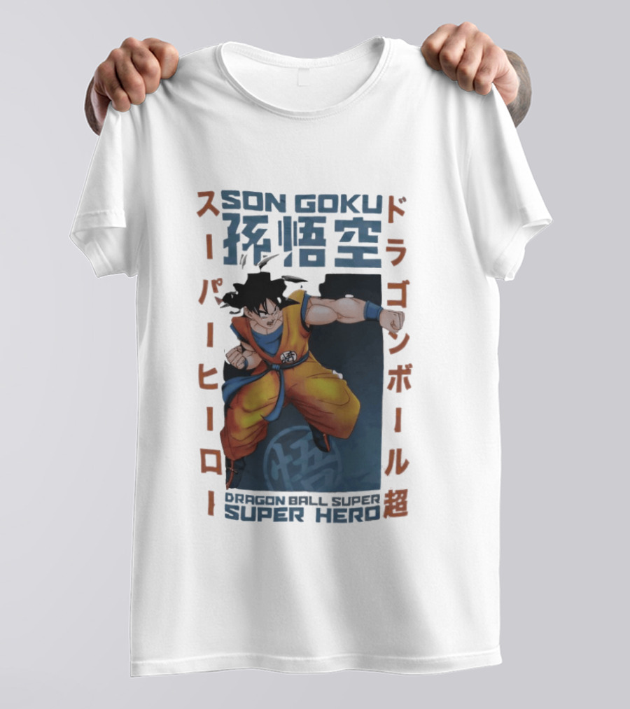 Son Goku Dragon Ball Super Hero Japanese Text Anime T-Shirt