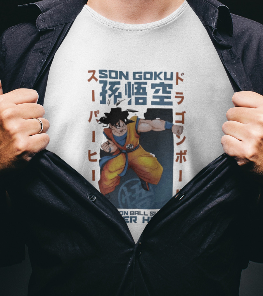 Son Goku Dragon Ball Super Hero Japanese Text Anime T-Shirt