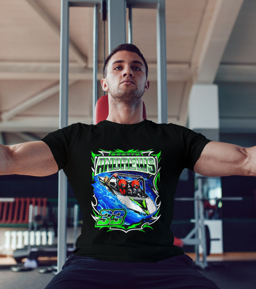 Scotty Andrews 33 Racing Driver Hydroplane Speedboat Adventure T-Shirt