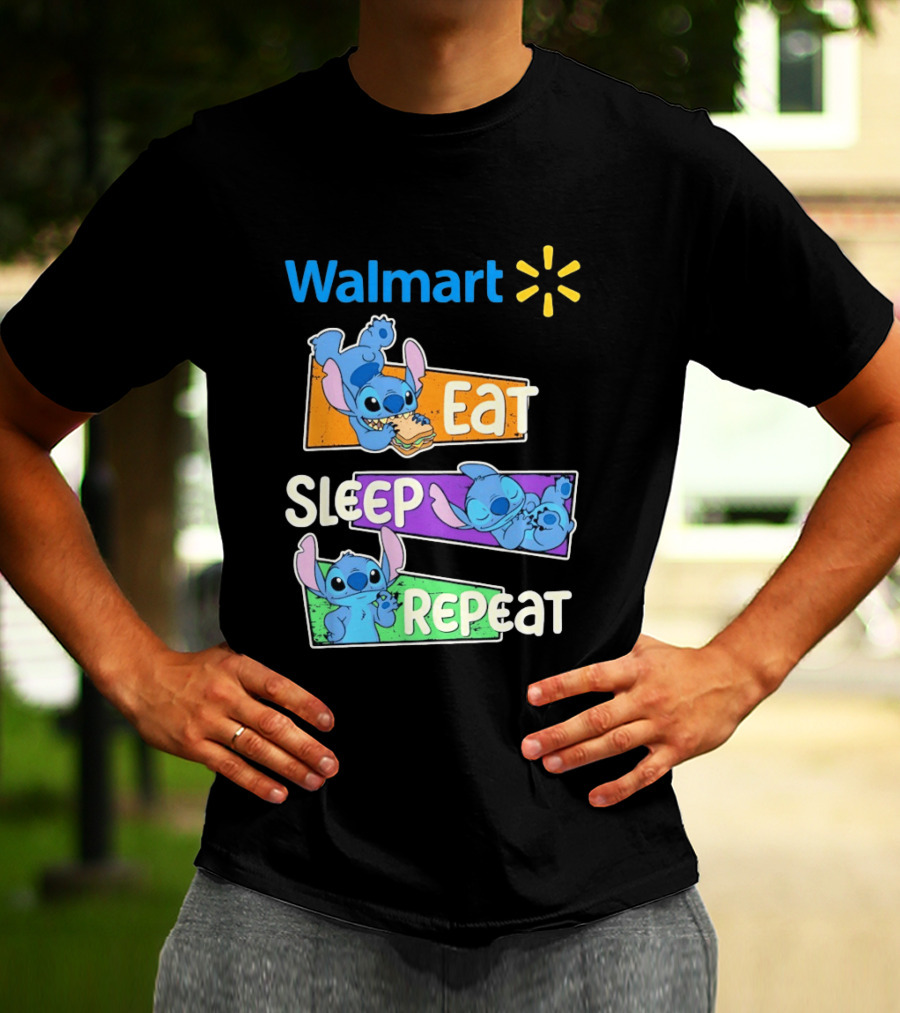 Walmart Stitch Eat Sleep Repeat T-Shirt