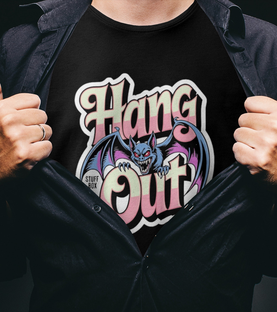 Stuff Box Hang Out Bat Creepy Cartoon T-Shirt