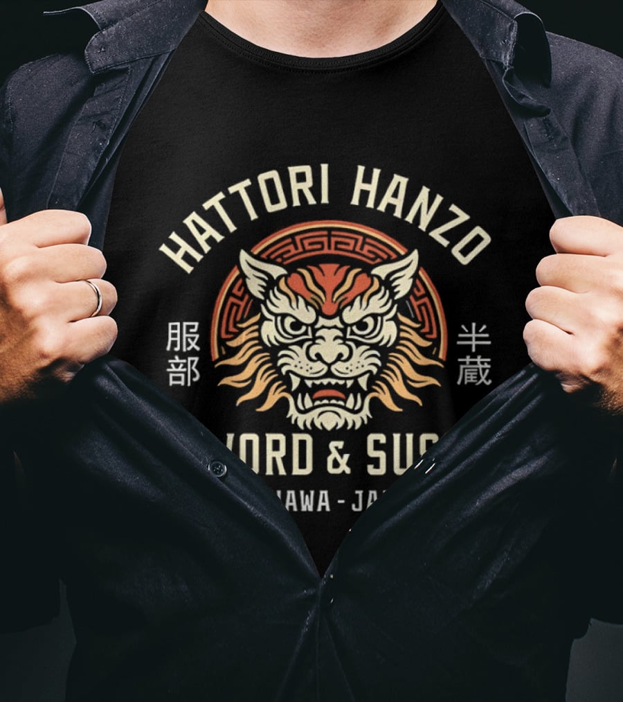 Sword & Sushi Hattori Hanzo Okinawa Japan Tiger Samurai T-Shirt