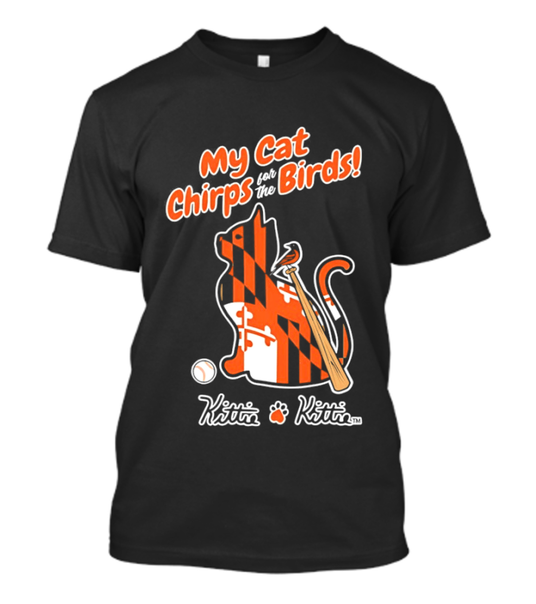 Kittie My Cat Chirps For The Birds Baseball Bat And Ball T-Shirt