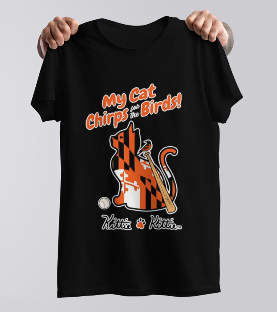 Kittie My Cat Chirps For The Birds Baseball Bat And Ball T-Shirt