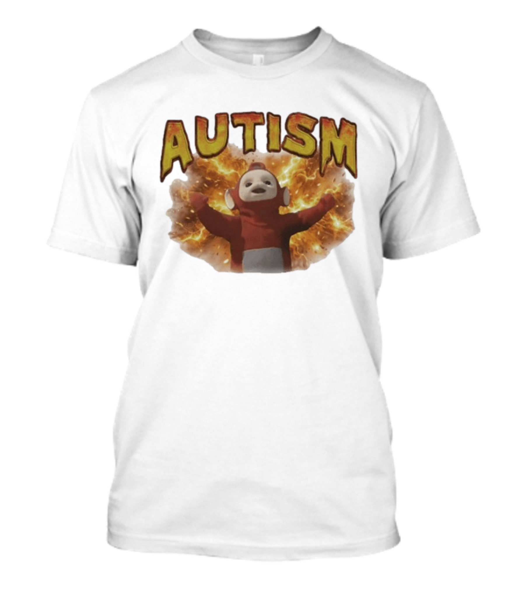 Autism Teletubbies Character With Fiery T-Shirt