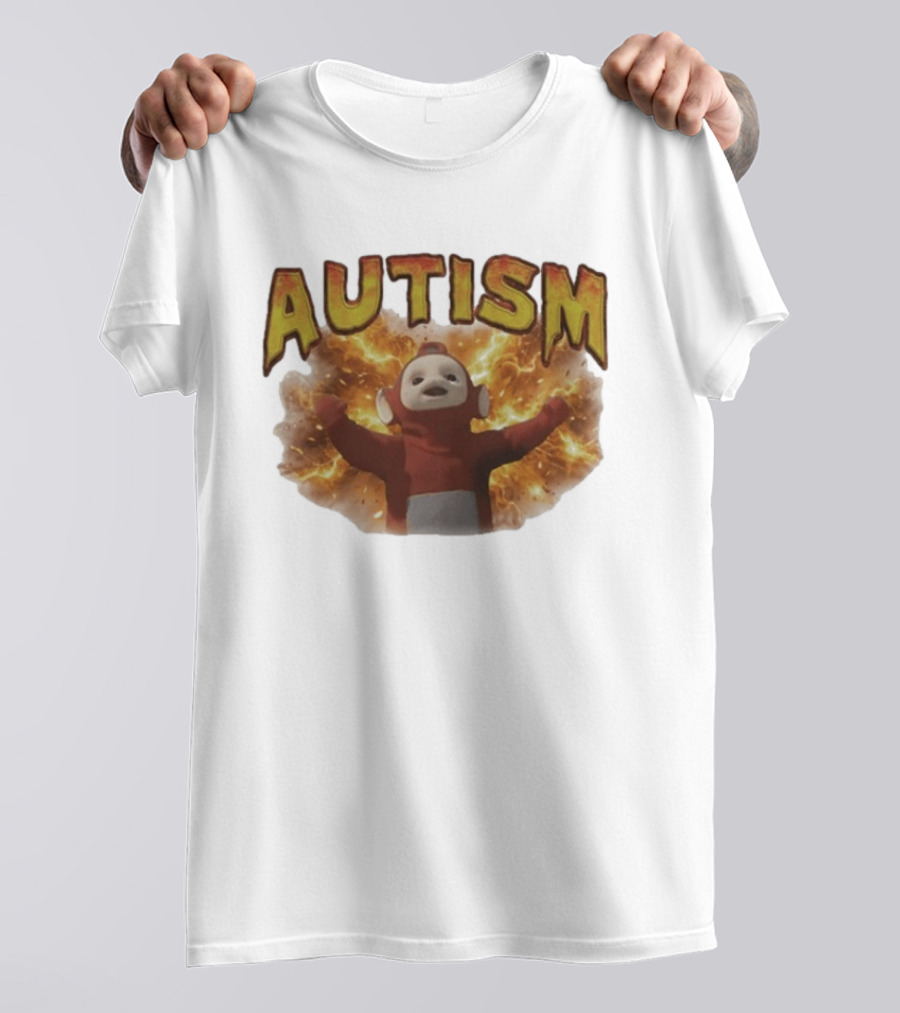 Autism Teletubbies Character With Fiery T-Shirt