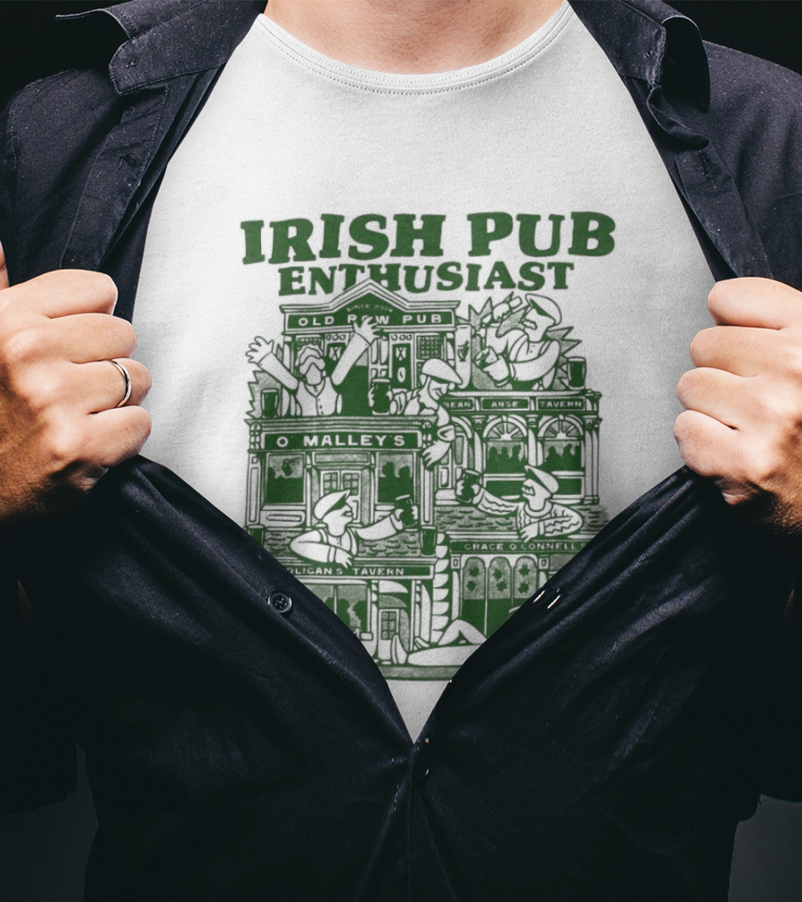 Irish Pub Enthusiast Traditional Architecture Menswear T-Shirt