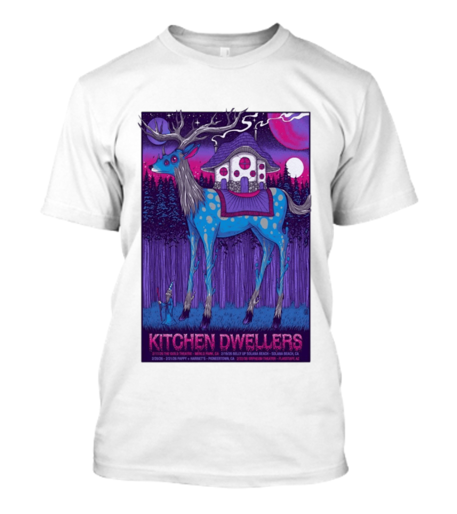 Kitchen Dwellers California Tour February 2026 Mystic Deer T-Shirt