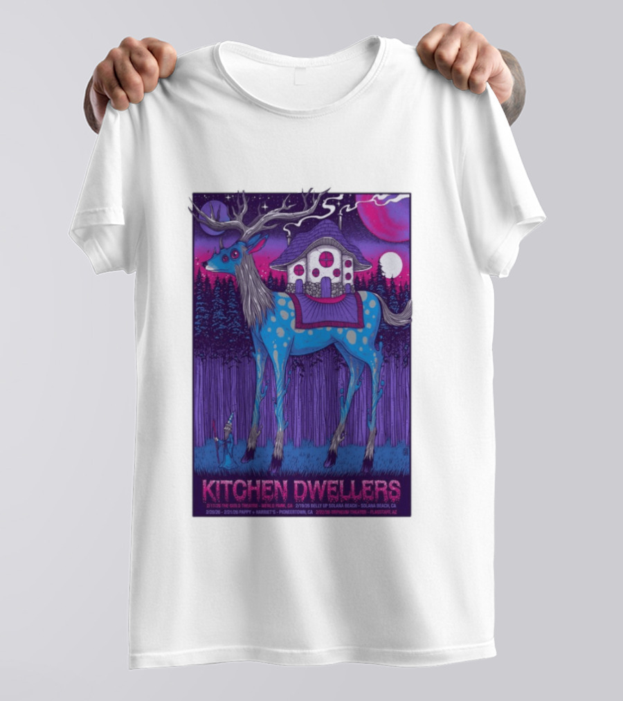 Kitchen Dwellers California Tour February 2026 Mystic Deer T-Shirt