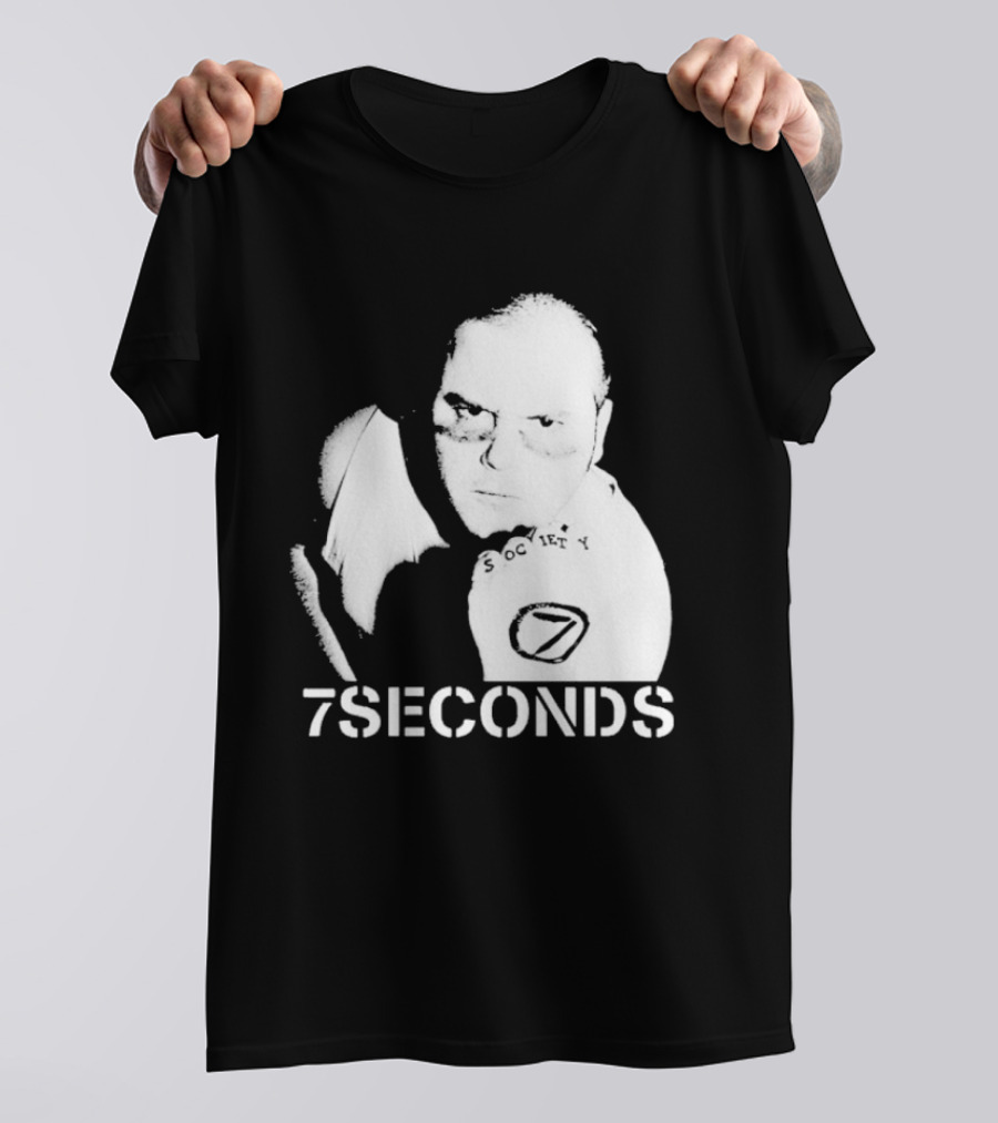 7 Seconds Society SBG White Text Fighter Pose T-Shirt
