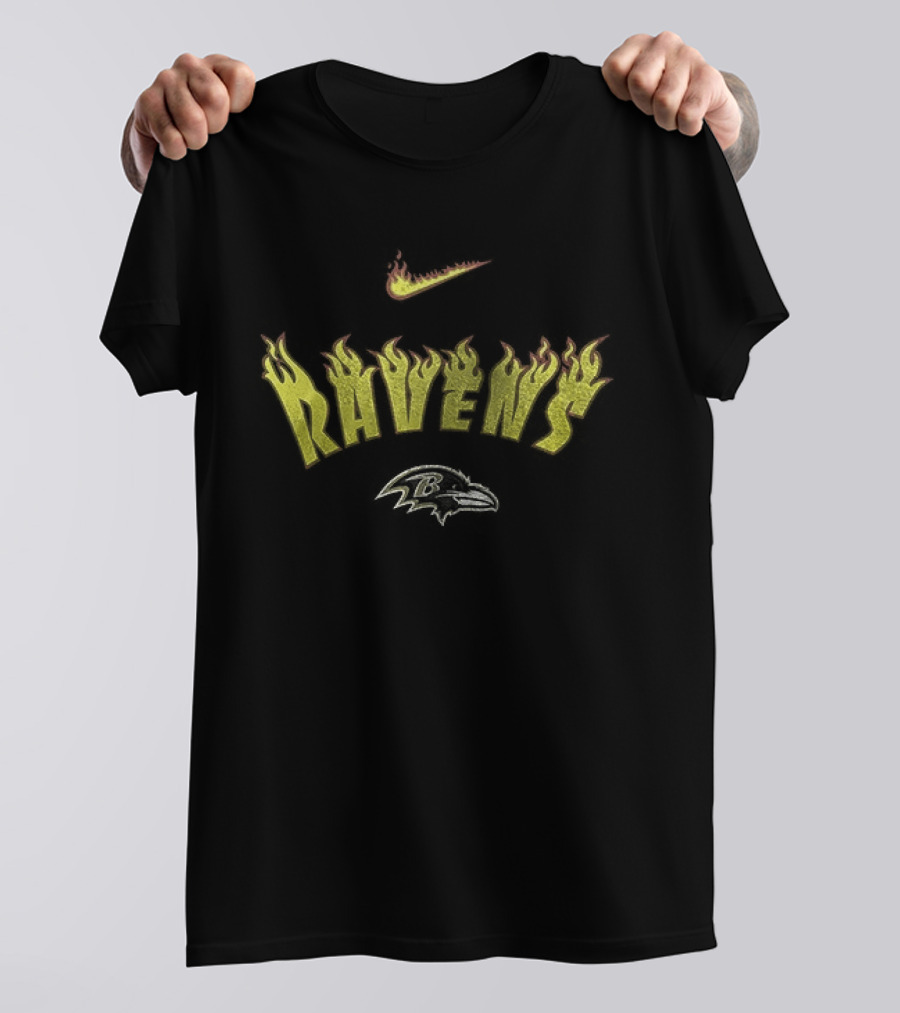 Baltimore Ravens Firewave Helmet Nike Ravens Flame T-Shirt