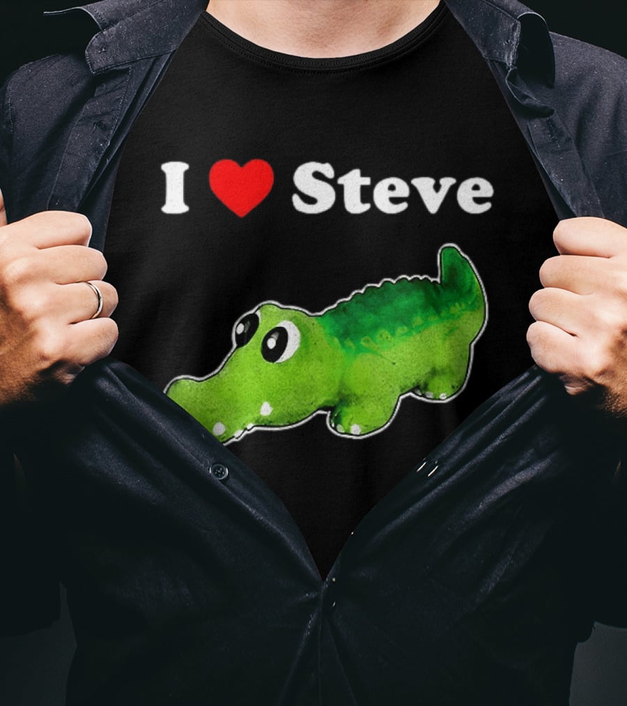 I Love Steve Cute Green Cartoon Gator T-Shirt