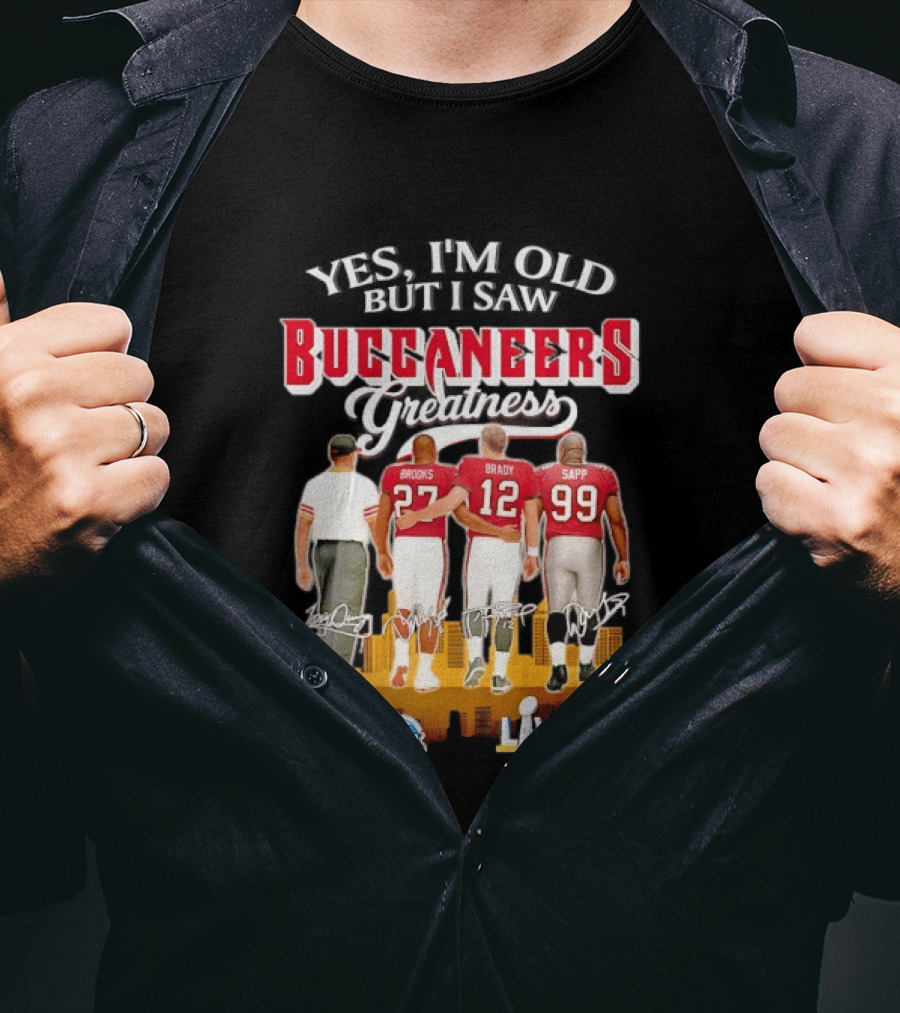 Tampa Bay Buccaneers Greatness Brooks Brady Sapp Super Bowl XXXVII LIV Champions T-Shirt