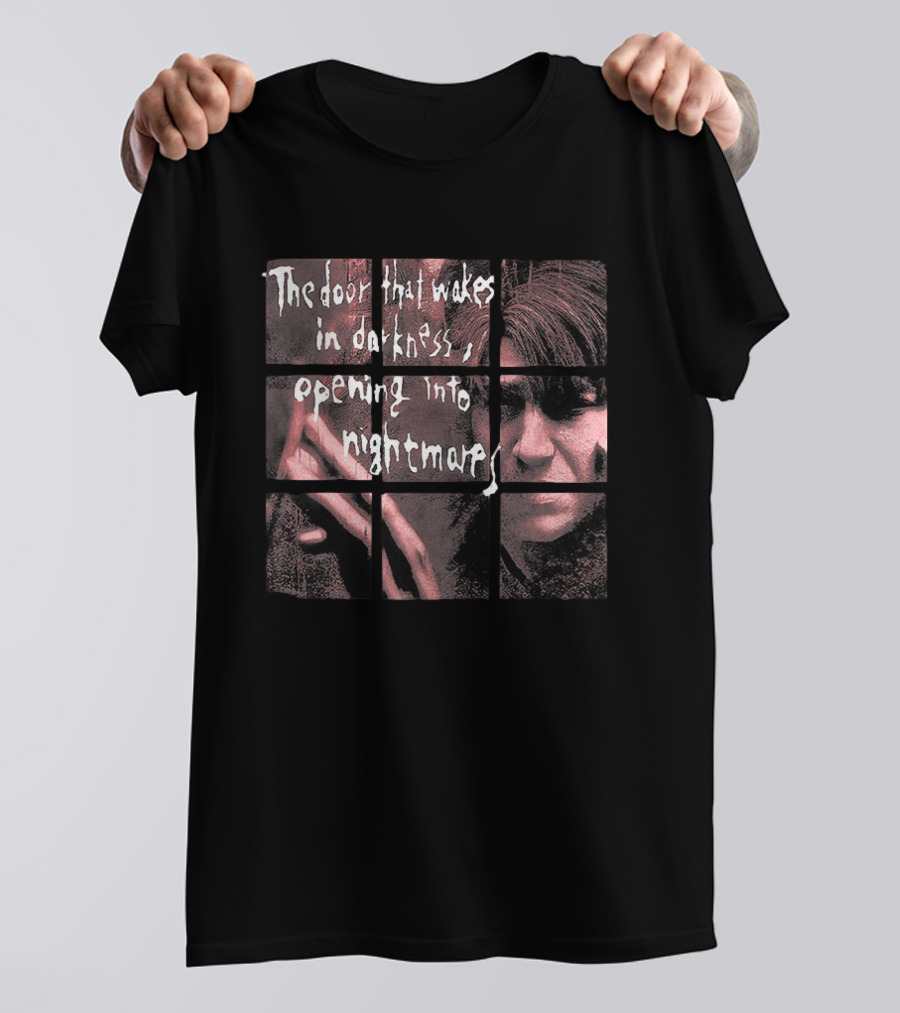 The Door That Wakes In Darkness Opening Into Nightmares Horror Montage T-Shirt