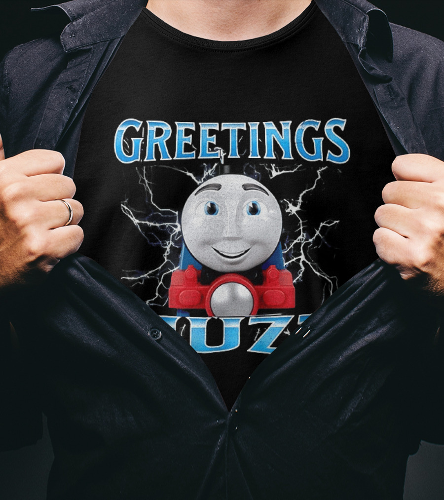 Greetings Huzz Thomas Train Face Expressive T-Shirt