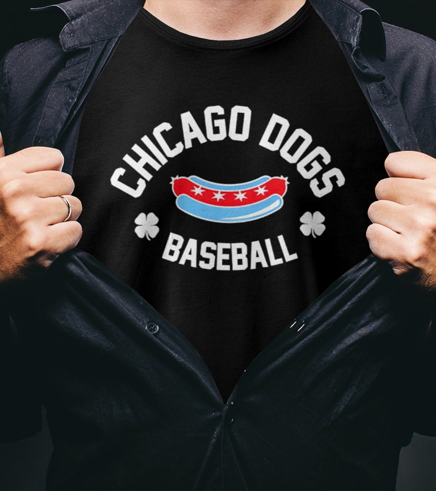Chicago Dogs Baseball Hot Dog Stars And Clovers T-Shirt