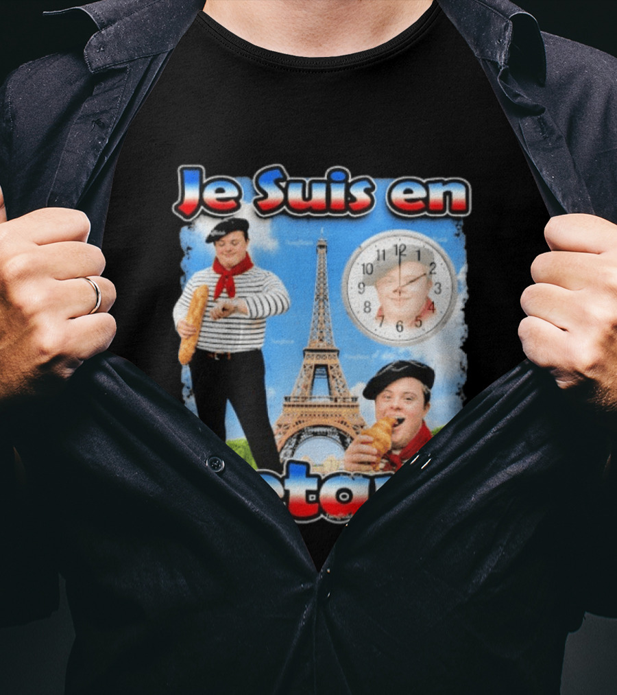 Je Suis En Retard Paris Eiffel Tower Baguette Striped Outfit Motif T-Shirt