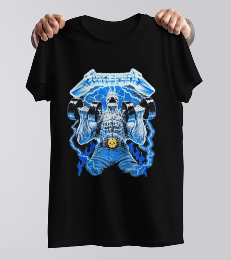 Muscle Mafia Hell's Dumbbells Lightning Blue Intensity Warren Lotas T-Shirt
