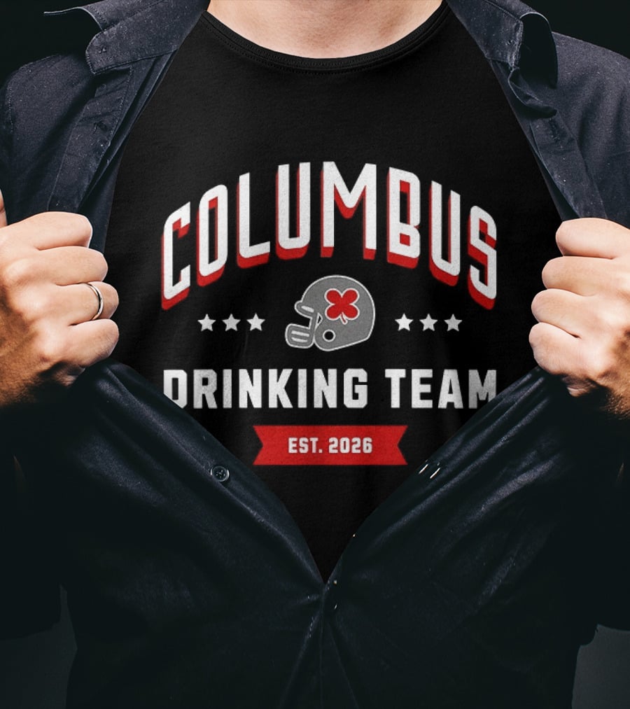 Columbus Drinking Team Football Helmet Est 2026 T-Shirt