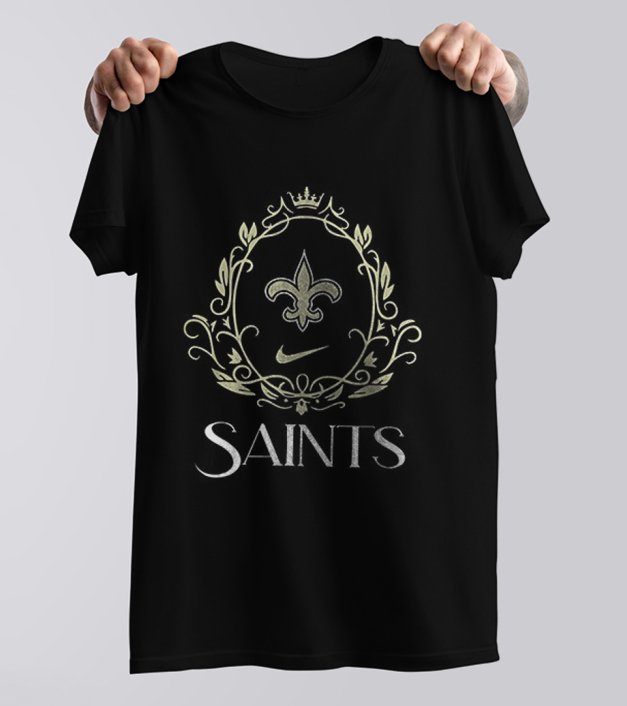 New Orleans Saints Bridgerton Social Club Spilling The Tea Bee Fleur De Lis Nike Crest T-Shirt