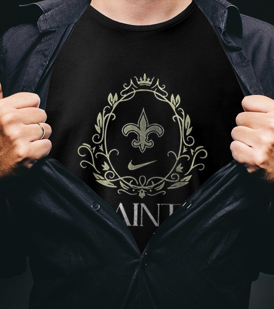 New Orleans Saints Bridgerton Social Club Spilling The Tea Bee Fleur De Lis Nike Crest T-Shirt
