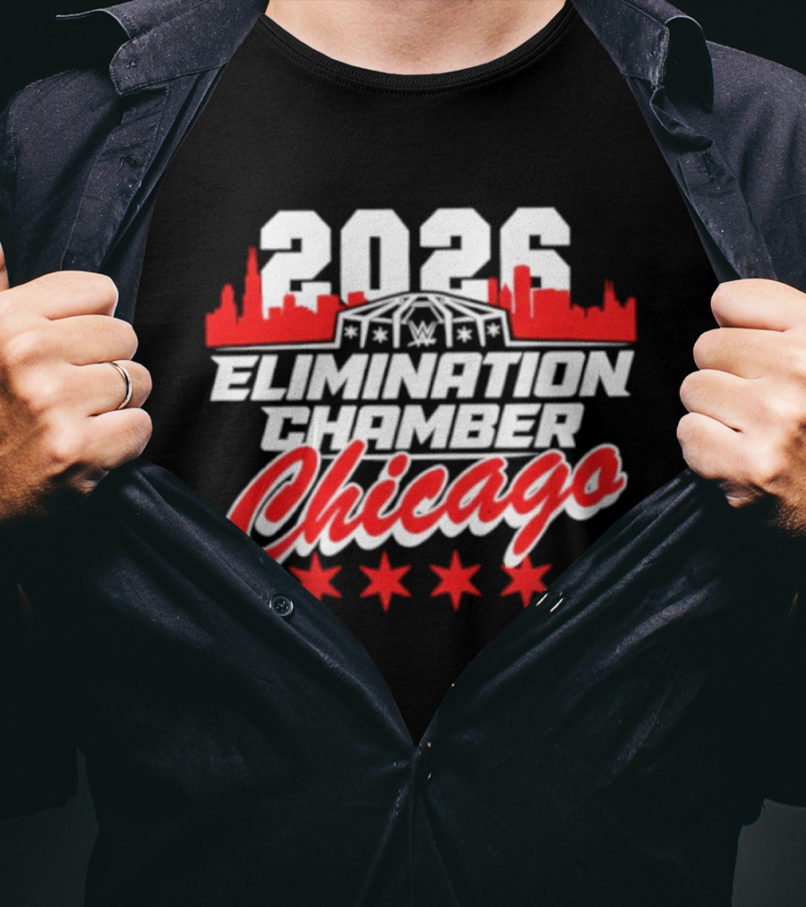 2026 Elimination Chamber Chicago Event Skyline Four Stars T-Shirt