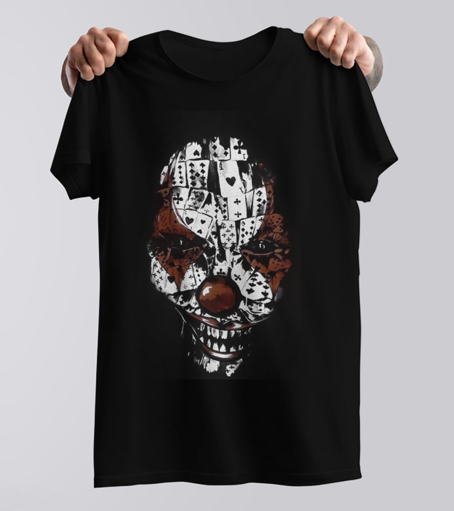 Joker Clown Mask Playing Cards Face T-Shirt