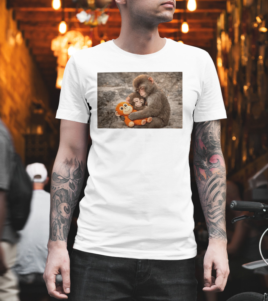 Baby Monkey Hugging Toy And Friend T-Shirt