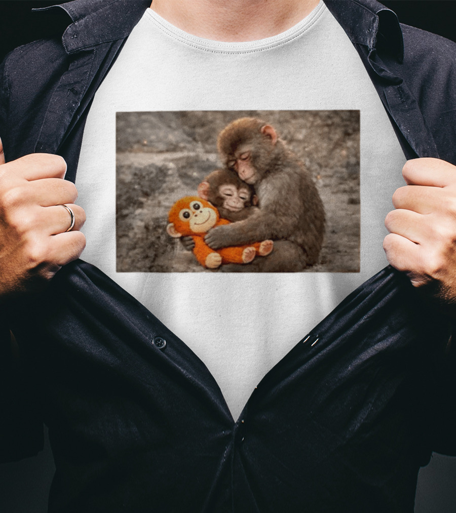 Baby Monkey Hugging Toy And Friend T-Shirt