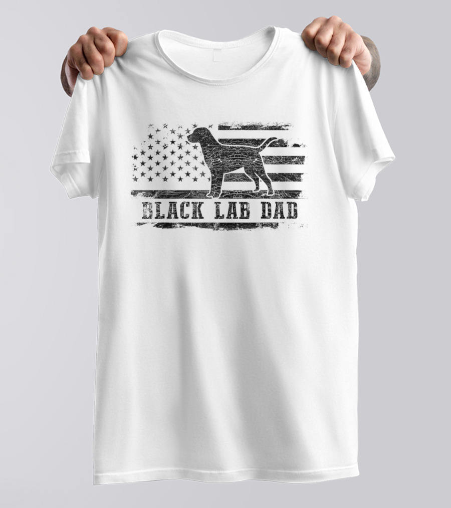 Black Lab Dad American Flag Labrador Retriever T-Shirt