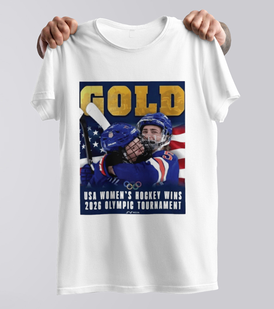 Gold USA Women's Hockey Victory 2026 Olympic Champions T-Shirt