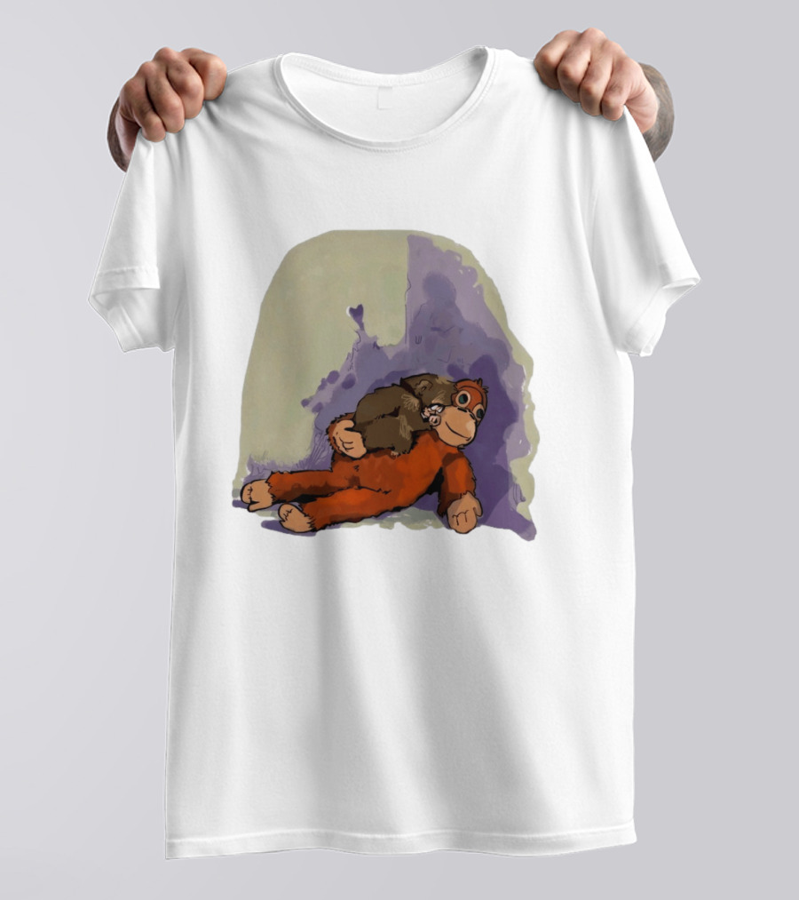 Punch Monkey Plushy Baby Monkey Snuggling T-Shirt