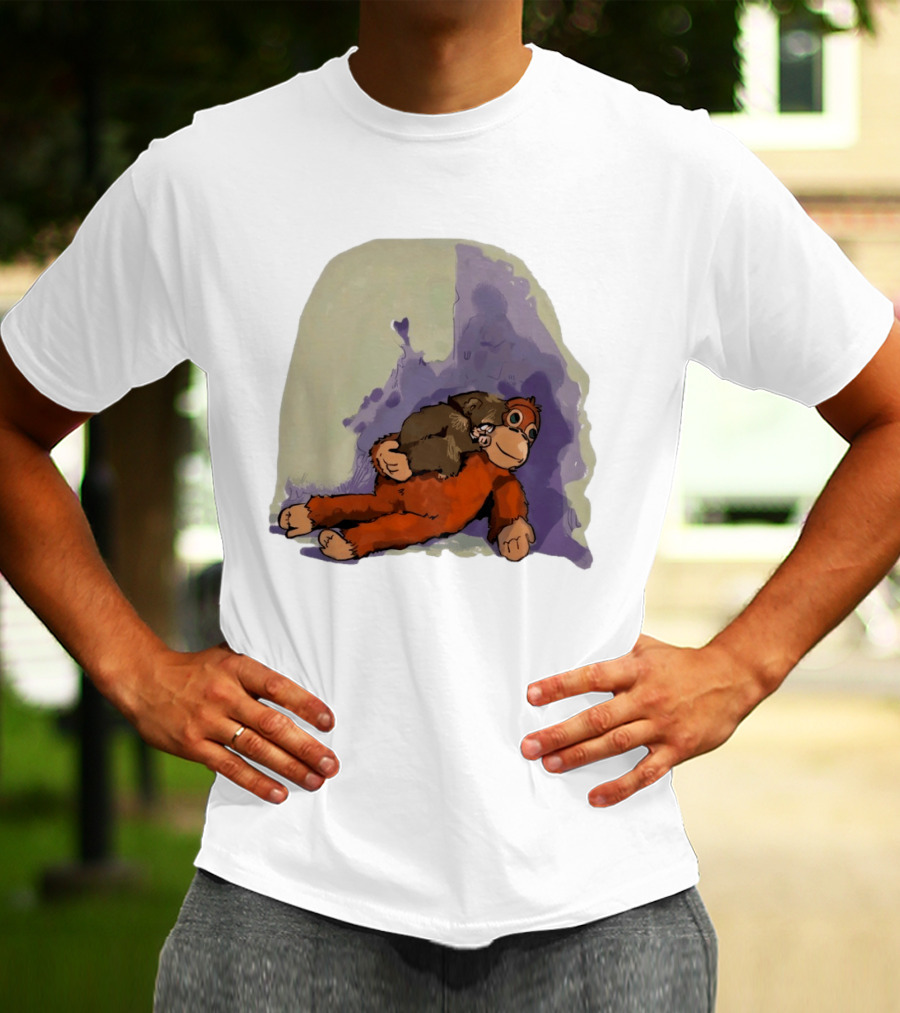 Punch Monkey Plushy Baby Monkey Snuggling T-Shirt