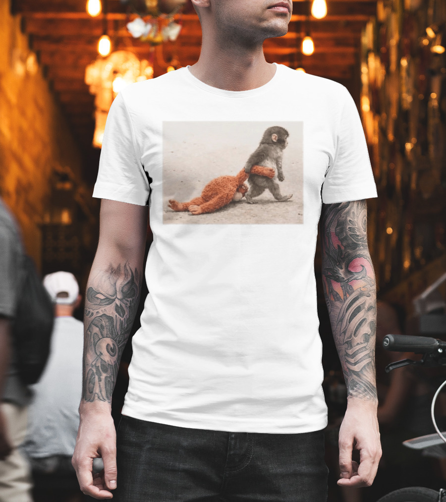 Punch The Monkey Carrying Stuffed Toy Monkey T-Shirt