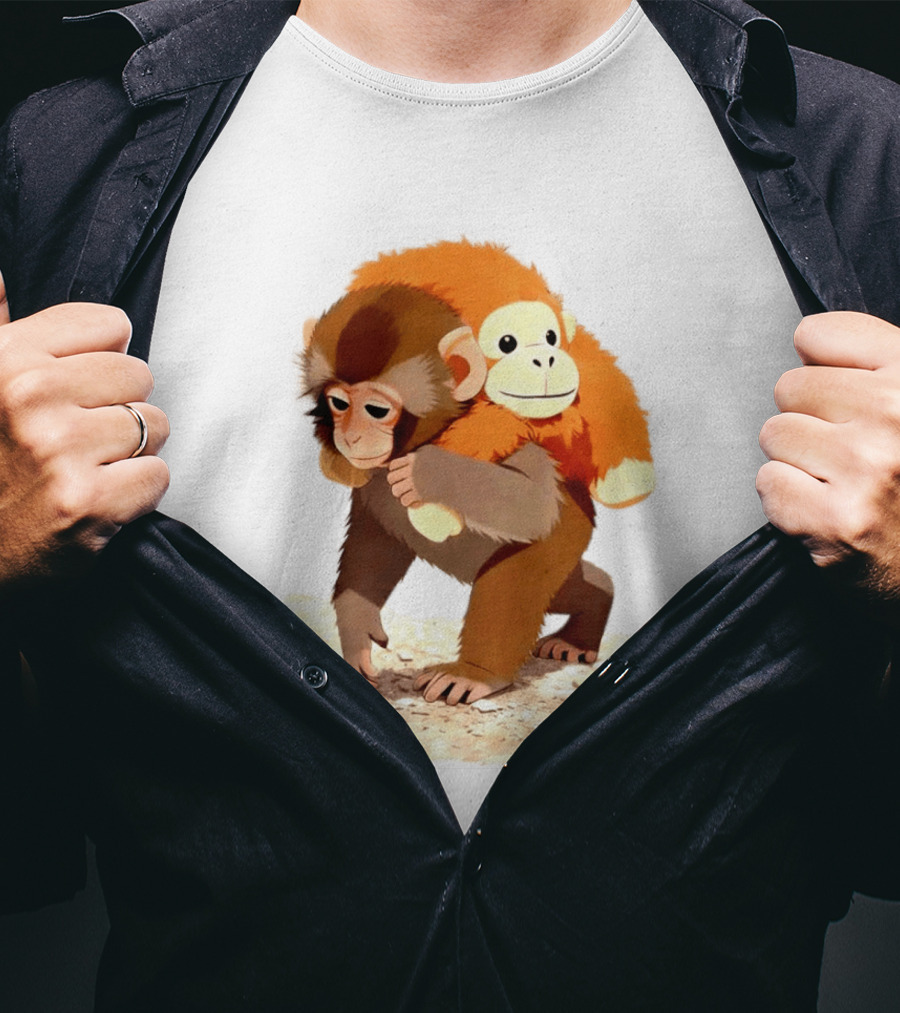 Save Punch Baby Monkey Plush Lonely Monkey Holding Toy T-Shirt