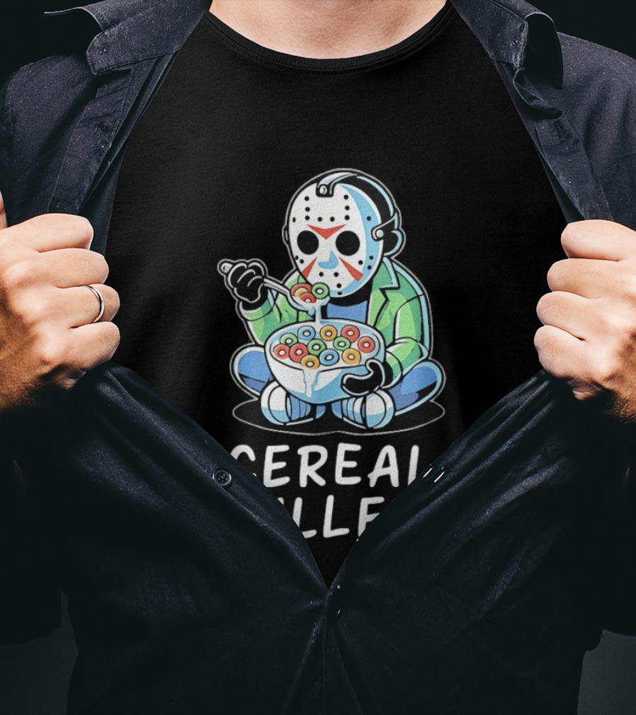 Jason Voorhees Eating Cereal Cereal Killer T-Shirt