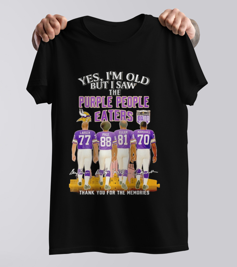 Minnesota Vikings Purple People Eaters NFL Champs City Skyline Marshall Eller Page Larsen T-Shirt