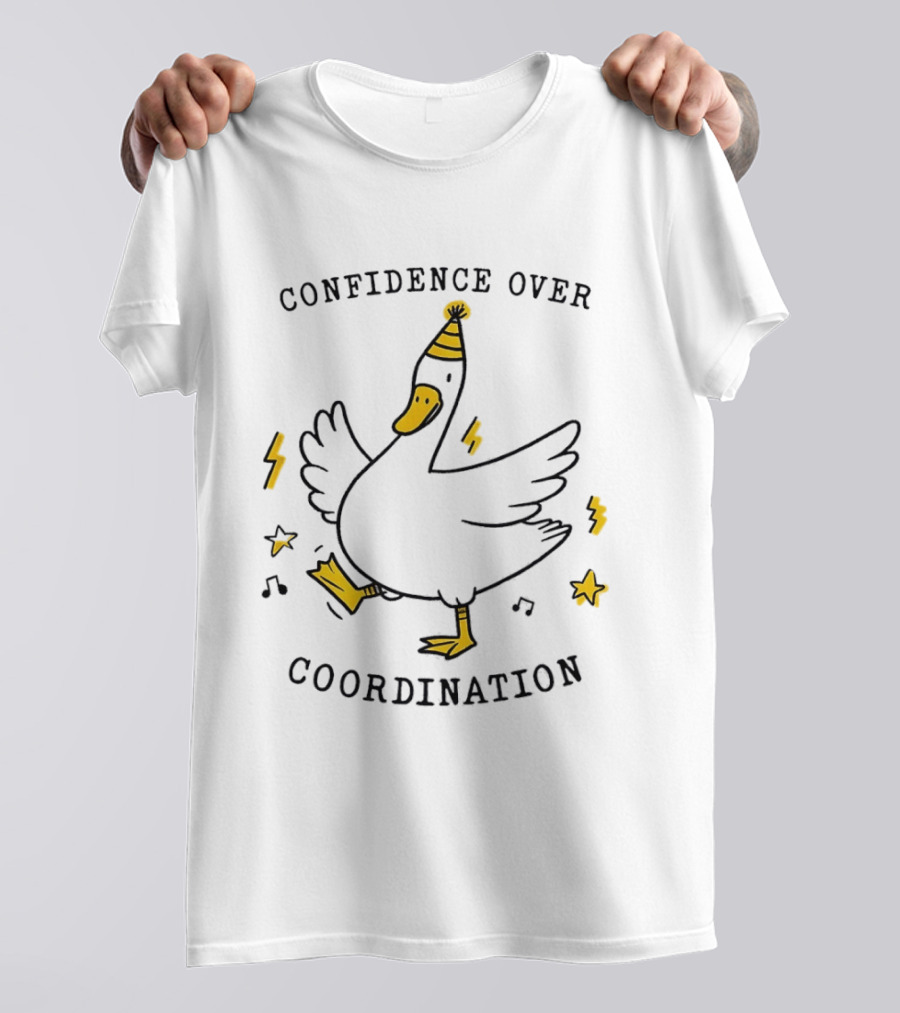 Confidence Over Coordination Goose Party Hat And Lightning T-Shirt