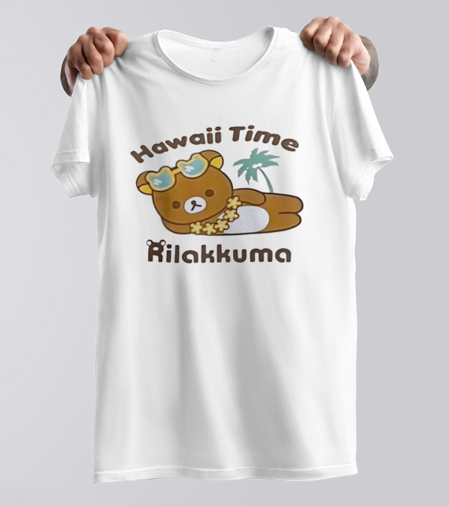 Hawaii Time Rilakkuma Relaxing With Sunglasses And Palm Tree T-Shirt