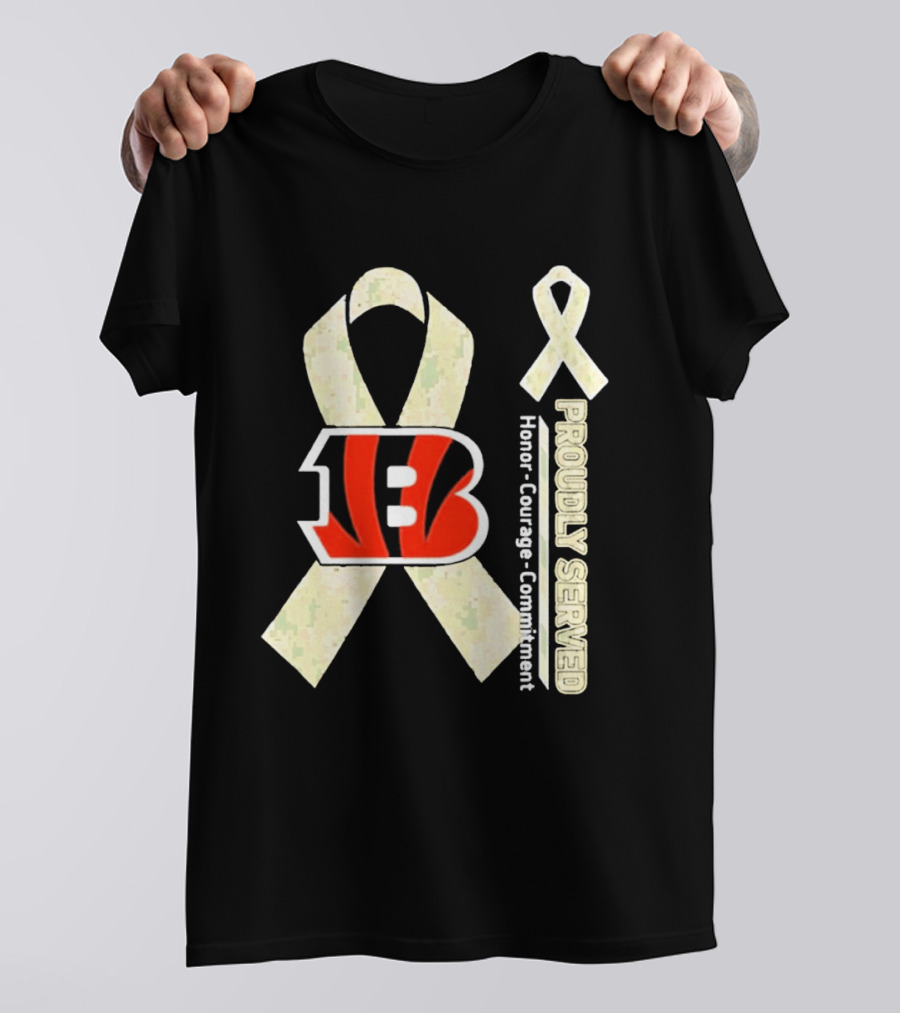 Cincinnati Bengals Honor Courage Commitment Proudly Served Ribbon T-Shirt