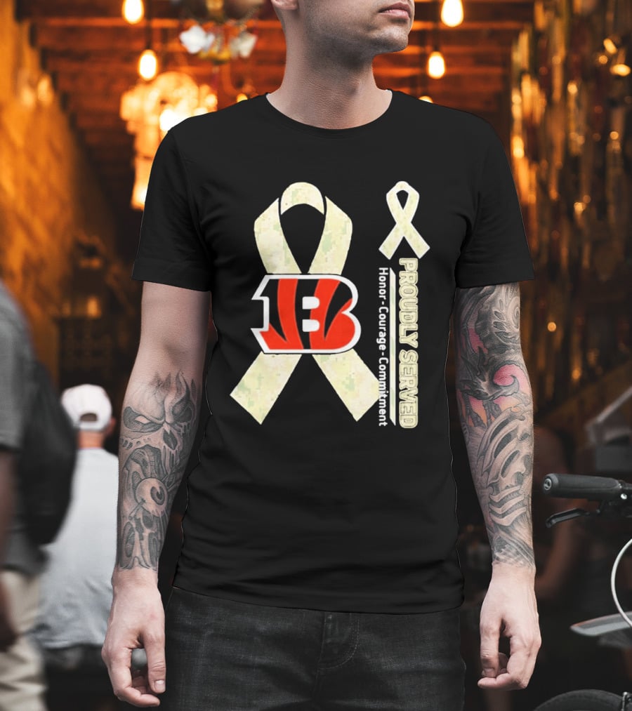 Cincinnati Bengals Honor Courage Commitment Proudly Served Ribbon T-Shirt
